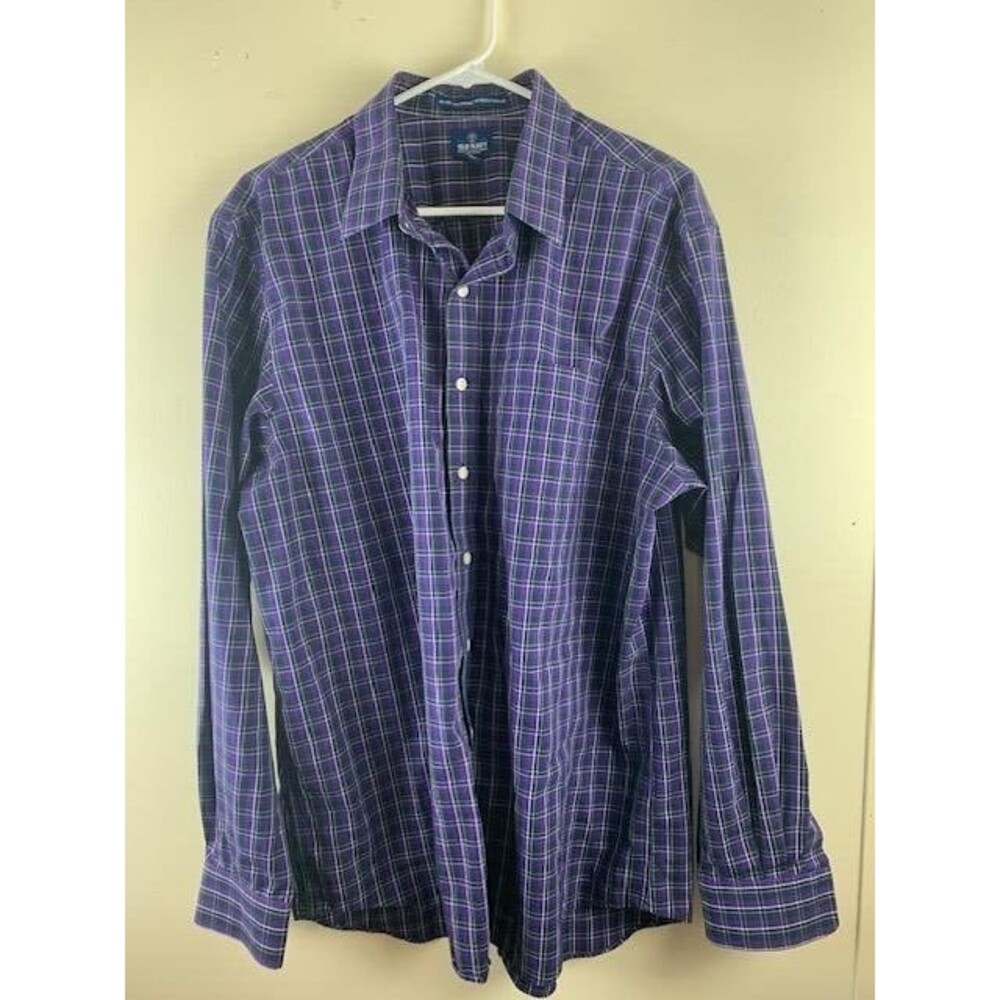 Old Navy Size XL Mens Shirt Purple Plaid Long Sleeve Button Up